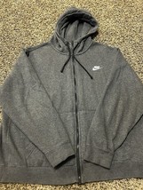 Nike Sportswear Club Fleece Hoodie - Men&#39;s XL Gray - Full Zip Embroidere... - $408.04 MXN