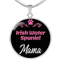 Irish Water Spaniel Mama Necklace Circle Pendant Stainless Steel Or 18K Gold 18- - £55.35 GBP