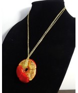 18k Gold Triple Strand Chain Link Murano Glass Flower Pendant Necklace 24&quot; - £372.90 GBP