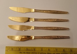 4 knives Vtg Carlyle Silver Golden Bouquet Gold Electroplate Used - £4.74 GBP