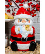 Ebros Whimsical North Pole Santa Claus W/ Milk &amp; Cookie Ceramic Jar W/ L... - $42.09 CAD