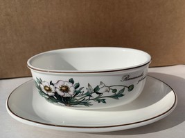 Villeroy and Boch Botanica China Gravy Boat with Ladle and Attached Saucer - $39.59