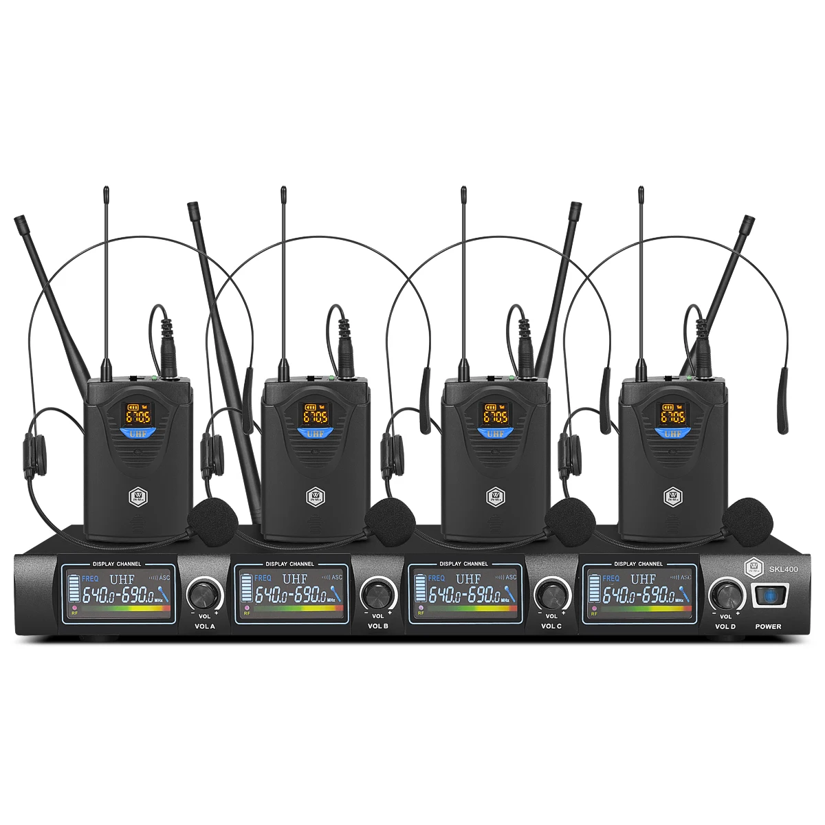 WINMIX SKL400  Material 4-Channel UHF Wireless Microphone System with 4 Bodypa f - £395.17 GBP