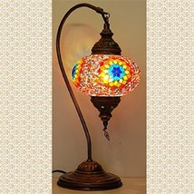 Turkish Lamp, Tiffany Lamp 2021 Mosaic Stained Glass Boho Moroccan Lantern Table - £41.81 GBP