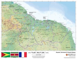 Guyana, Surinam &amp; French Guiana Laminated Wall Map (MSH) - £154.28 GBP