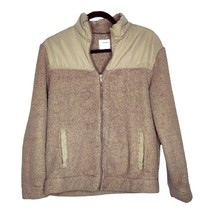 Old Navy Womens Size Medium Brown Teddy Bear Texture Full Zip Jacket Coat - £9.26 GBP