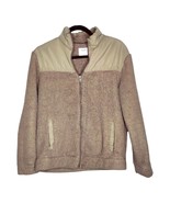 Old Navy Womens Size Medium Brown Teddy Bear Texture Full Zip Jacket Coat - £9.32 GBP