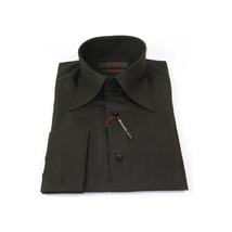Men's Axxess Turkey Shirt 100% Cotton Long Collar 224-06 French Cuffs Black image 6