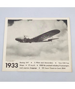 Vintage United Air Lines Photo Print 1933 Boeing 247 Airplane 550 HP Wasps - £21.22 GBP