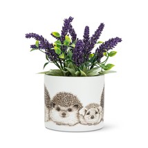 Hedgehog Planter Small Stoneware 4.5" Diameter 4" High White Black Pen Holder image 2