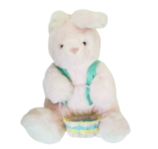 16" Big Vintage 1996 Plush Creations Pink Bunny Rabbit Basket Stuffed Animal Toy - £44.07 GBP
