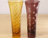 Bella Festiva Champagne Flutes Stemless Etched Glass Lot of 2 Pair about... - $29.69