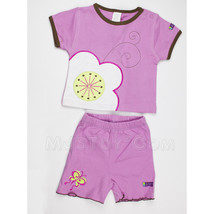 NWT Sozo Girl Summer Outfit 100% Soft Cotton Purple Shirt &amp; Short Set 6-12 Mos. - £10.38 GBP