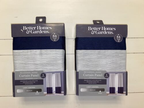 Better Homes & Garden Blackout Curtain Panels 84"L x 50"W Navy Colorblock Set 2 - $39.99