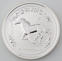 2002 Lunar Year of the Horse Australian 1/2 .5 Half Ounce 999 Silver BU ... - $1,987.19 MXN