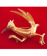 Ciro Gold Tone Roadrunner Southwest style Brooch Pin with blue stone sig... - £7.82 GBP