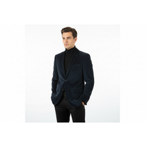 Men's Velvet Sports Coat Grammy Amy Award By BASSIRI , LEONARDI J1042 Navy Blue image 10