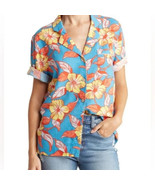 $128 nwt Faherty x She Does Him Floral Button Down L Blue Hawaiian Shirt... - $59.39