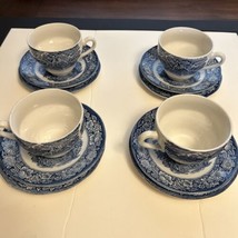 Lot of 12 Staffordshire Liberty Blue Coffee Tea Cups Saucers Made in England (G3 - £43.42 GBP