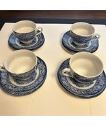 Lot of 12 Staffordshire Liberty Blue Coffee Tea Cups Saucers Made in Eng... - £42.88 GBP