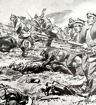 Russian Infantry Soldiers Advancing Austrians Under Fire WW1 Print 1917 ... - $549.96 MXN