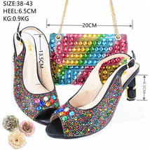 New Design Italian Lady Shoes&amp;Bag Luxury Rhinestones Matching Sandals High 6.5CM - £79.11 GBP