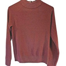 Women&#39;s Sweater Purple Long Sleeve Mock Neck Tight Knit 1/4 Zip Acrylic S - $14.84