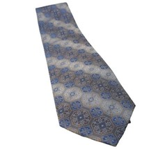 Pronto Uomo Men&#39;s Blue/Brown Geometric Designer Necktie 100% Silk Hand Made  - £7.41 GBP