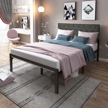 Yitahome Upholstered Platform Bed With Adjustable Headboard, Queen Size Metal - £124.64 GBP
