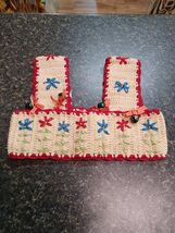 Crochet Sweater Vest Tank Child Crop Top Vtg Retro Bells Flowers - $24.74