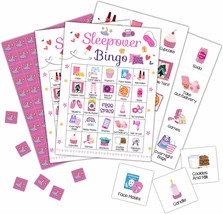 Sleepover Bingo Cards Pajama Party Game for 24 Players Slumber Party Bri... - £18.76 GBP