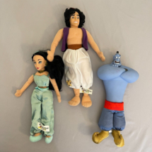 ALADDIN LOT VTG Mattel 1993 Disney Jasmine Aladdin, & Genie Plush Vinyl Heads - $39.99