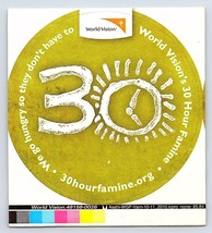 World Vision 30 Hour Famine: Take a Stand Against Hunger Round Sticker - £3.90 GBP