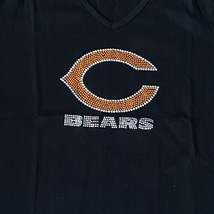 NAVY Chicago Bears New Rhinestone Womens Sz L VNeck Tshirt Exquisite Designs - £18.44 GBP