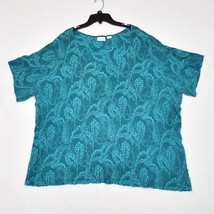 Jaclyn Smith Classic Teal Green Blouse Floral Lace Overlay Y2K Size 3X - £13.50 GBP