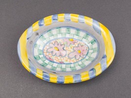 MacKenzie Childs Myrtle Floral Small Oval Trinket Soap Dish 6.25&quot; - £30.36 GBP