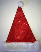Santa Claus Hat Cap RED Girls Kids Toddler Christmas Shiny Metallic Bling NEW - £7.83 GBP