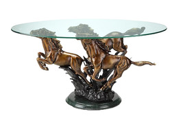 Galloping Horse Trio Metal and Glass Coffee Table - £1,238.58 GBP