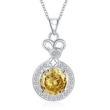 Swarovski Crystal Citrine 1.5 CTTW Necklace in 18K White Gold Plated - £18.16 GBP