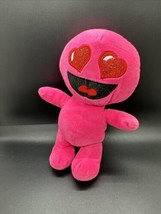 Emoticon Plush Nanco Pink Stuffed Animal Red Heart Eyes Love Happy Face 9" Tall - $9.28