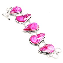 Pink Mother Of Pearl Pear Shape Gemstone Handmade Bracelet Jewelry 7-8&quot; SA 548 - £7.24 GBP