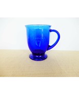 Starbucks Anchor Hocking Cobalt blue glass pedestal coffee mug - £11.36 GBP