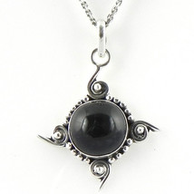 925 Sterling Silver Black Star Gems Handmade Pendant Necklace Women PSV-1840 - £18.47 GBP+