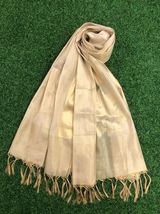 Beige &amp; Gold Chanderi Cotton Silk Indian Banarasi Brocade Dupatta For Women DP33 - £16.51 GBP