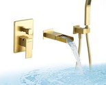 Huifeidezhu Waterfall Spout Bathroom Faucet With Sprayer, Wall Mount Tub... - £207.17 GBP