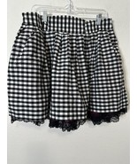 Bebe Black White High Waisted Plaid Toulled Pleated Mini Skirt Size Large - $34.99