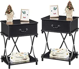 Nightstands Set Of 2 With Drawer For Bedroom, Endtable Bedside Table Wit... - $259.99
