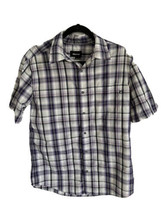 MARMOT Men&#39;s M Medium Short Sleeve Button Up Shirt Plaid Check White Purple - £11.50 GBP