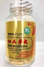 100% PURE &amp; NATURAL KOREAN GINSENG/ Dietary Supplement - 100 Capsules - £15.56 GBP