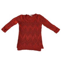 Rusty-Red Zig Zag Chevron Sweater Top SMALL 100% Acrylic Women&#39;s Pink Rose  - £12.94 GBP